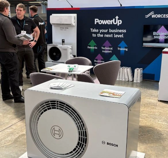 Heat pump stand from side angle